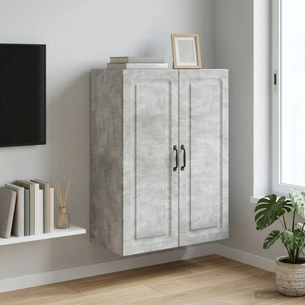 Prie sienos montuojama spinta 66 x 34,5 x 90 cm Betono pilka