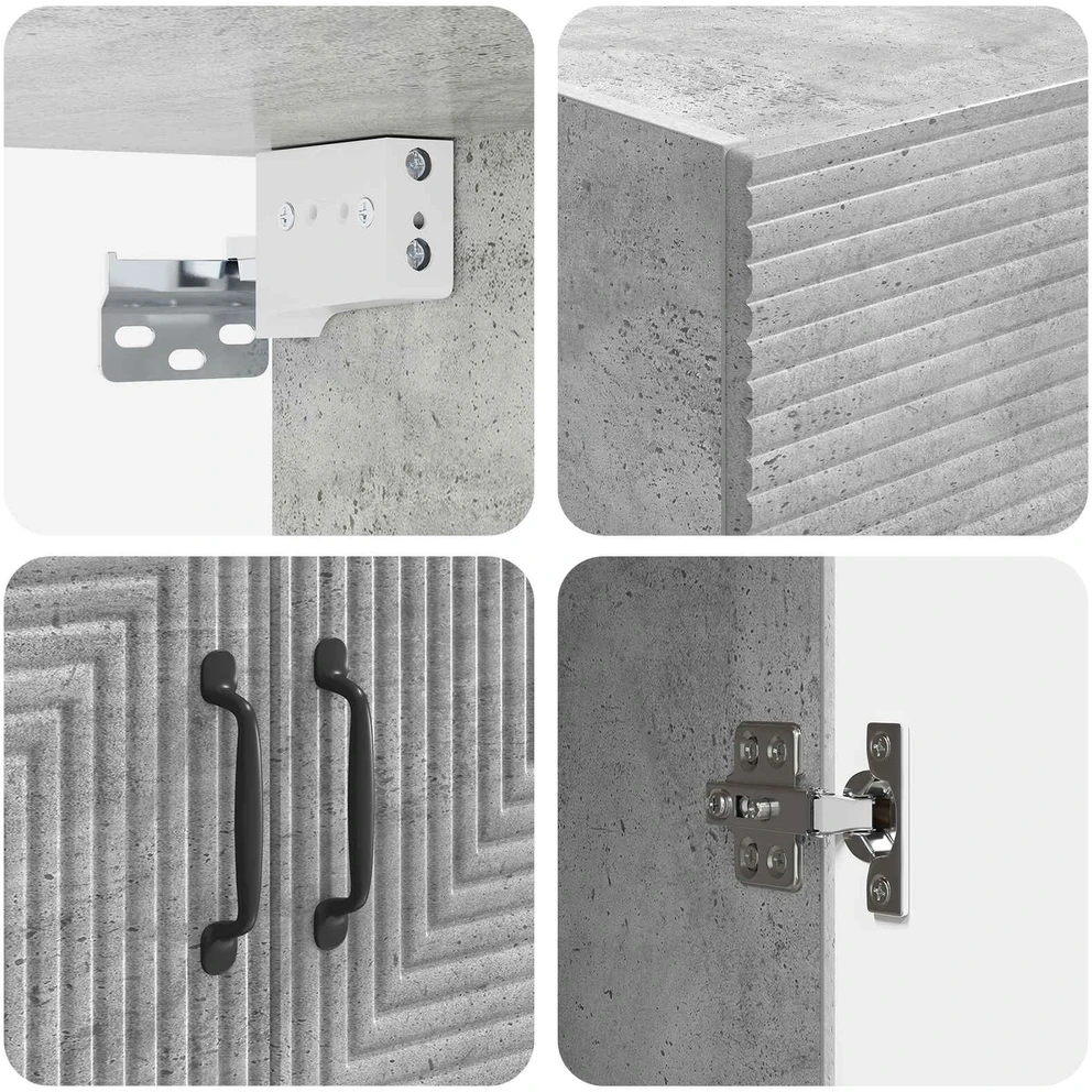 Prie sienos montuojama spinta Betono pilka 66 x 34,5 x 90 cm
