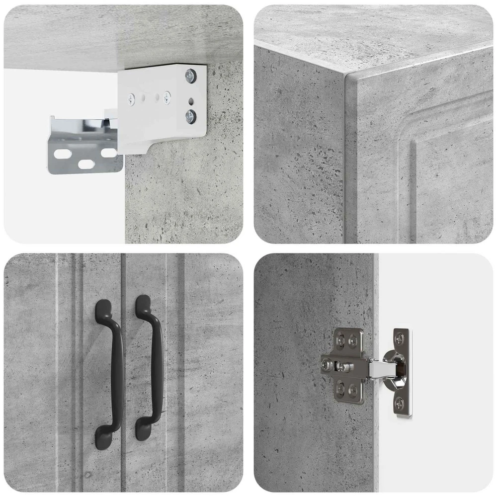 Prie sienos montuojama spinta 66 x 34,5 x 90 cm Betono pilka