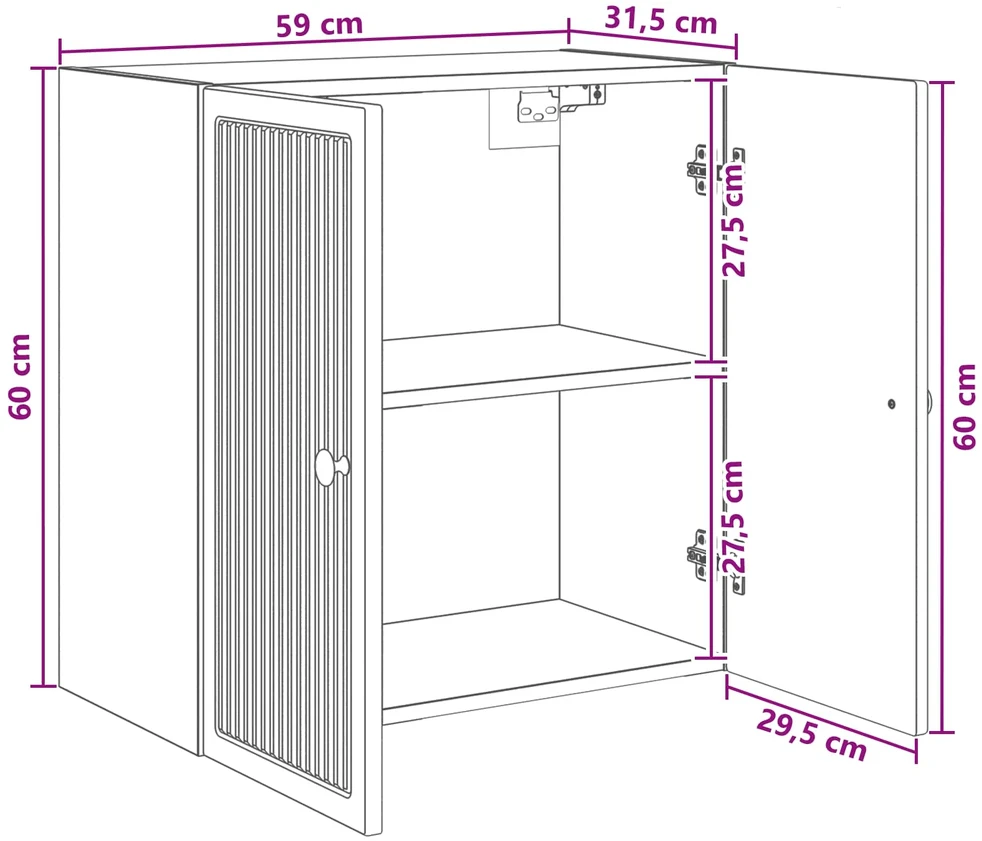 Prie sienos montuojama spinta Betono pilka 59 x 31 x 60 cm