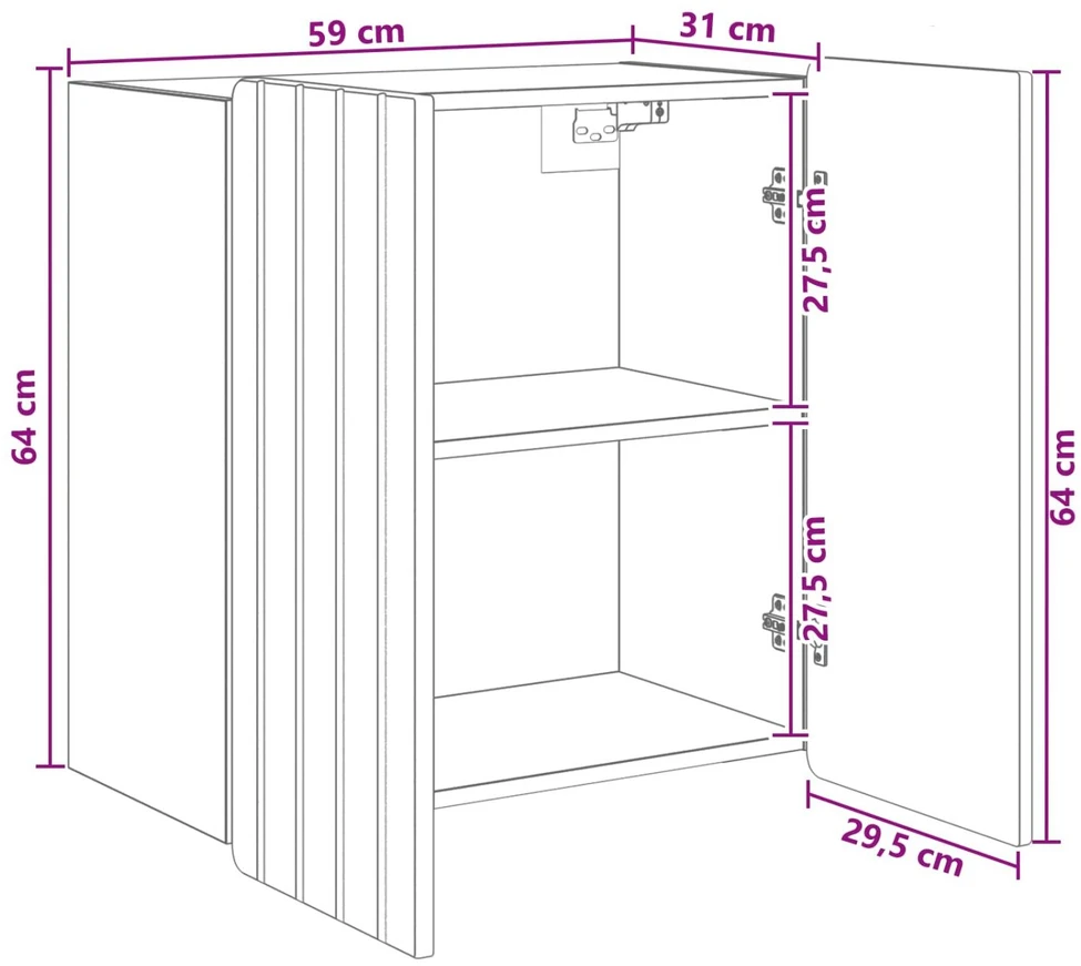 Prie sienos montuojama spinta Itin blizgi balta 59 x 31 x 64 cm
