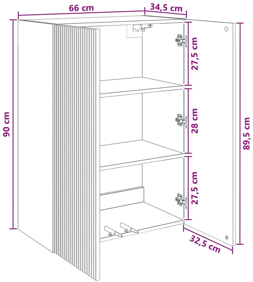 Prie sienos montuojama spinta 66 x 34,5 x 90 cm