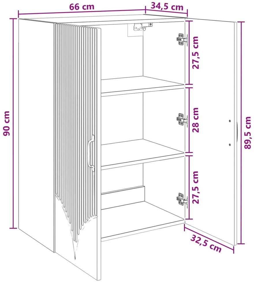 Prie sienos montuojama spinta 66 x 34,5 x 90 cm Juoda