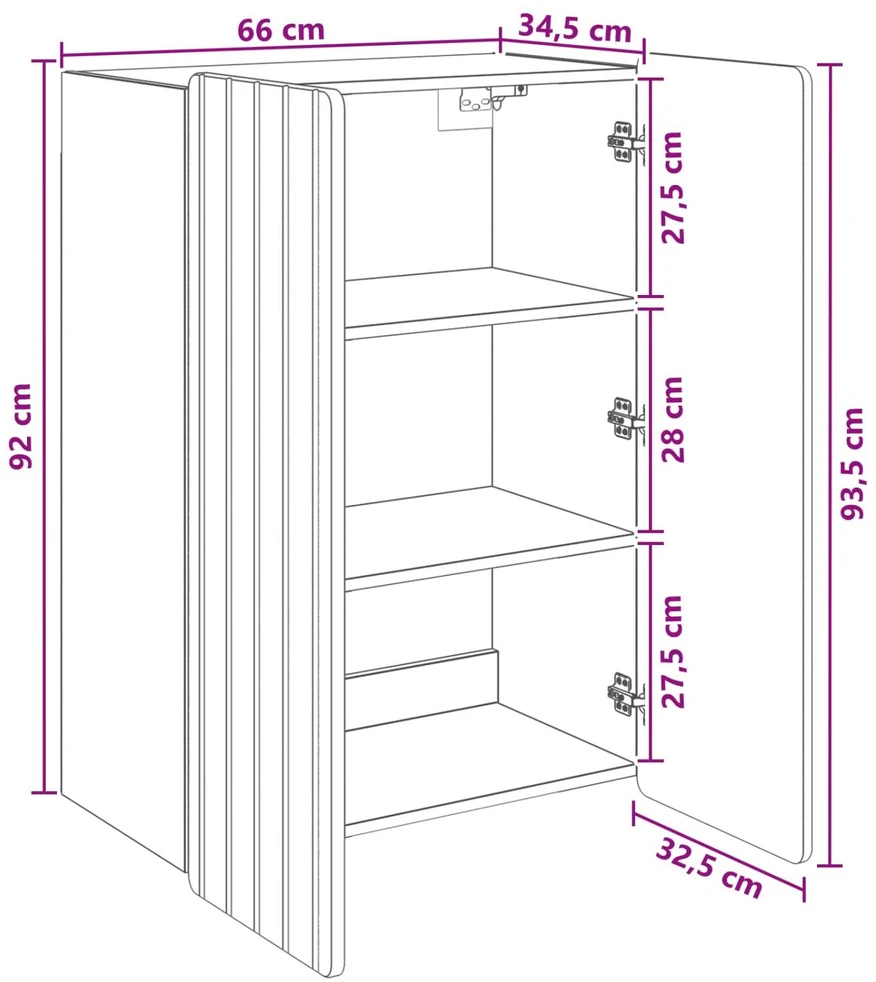 Prie sienos montuojama spinta Pilka Sonoma 66 x 34,5 x 92 cm