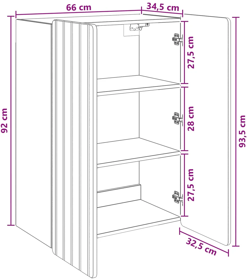 Prie sienos montuojama spinta Pilka Sonoma 66 x 34,5 x 92 cm