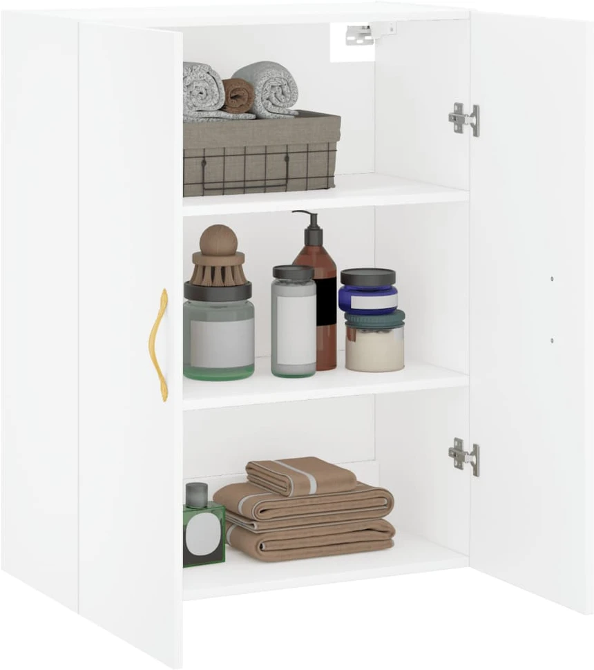 Prie sienos montuojama spintelė, baltos spalvos, 69,5x34x90cm
