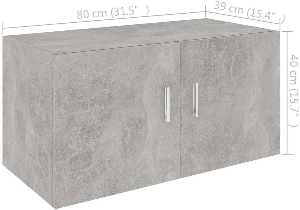 Prie sienos montuojama spintelė, betono, 80x39x40cm, mediena