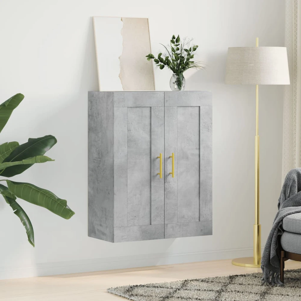 Prie sienos montuojama spintelė, betono, 69,5x34x90cm, mediena