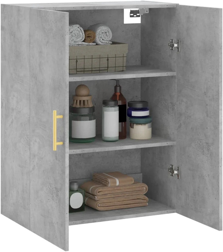 Prie sienos montuojama spintelė, betono pilka, 69,5x34x90cm