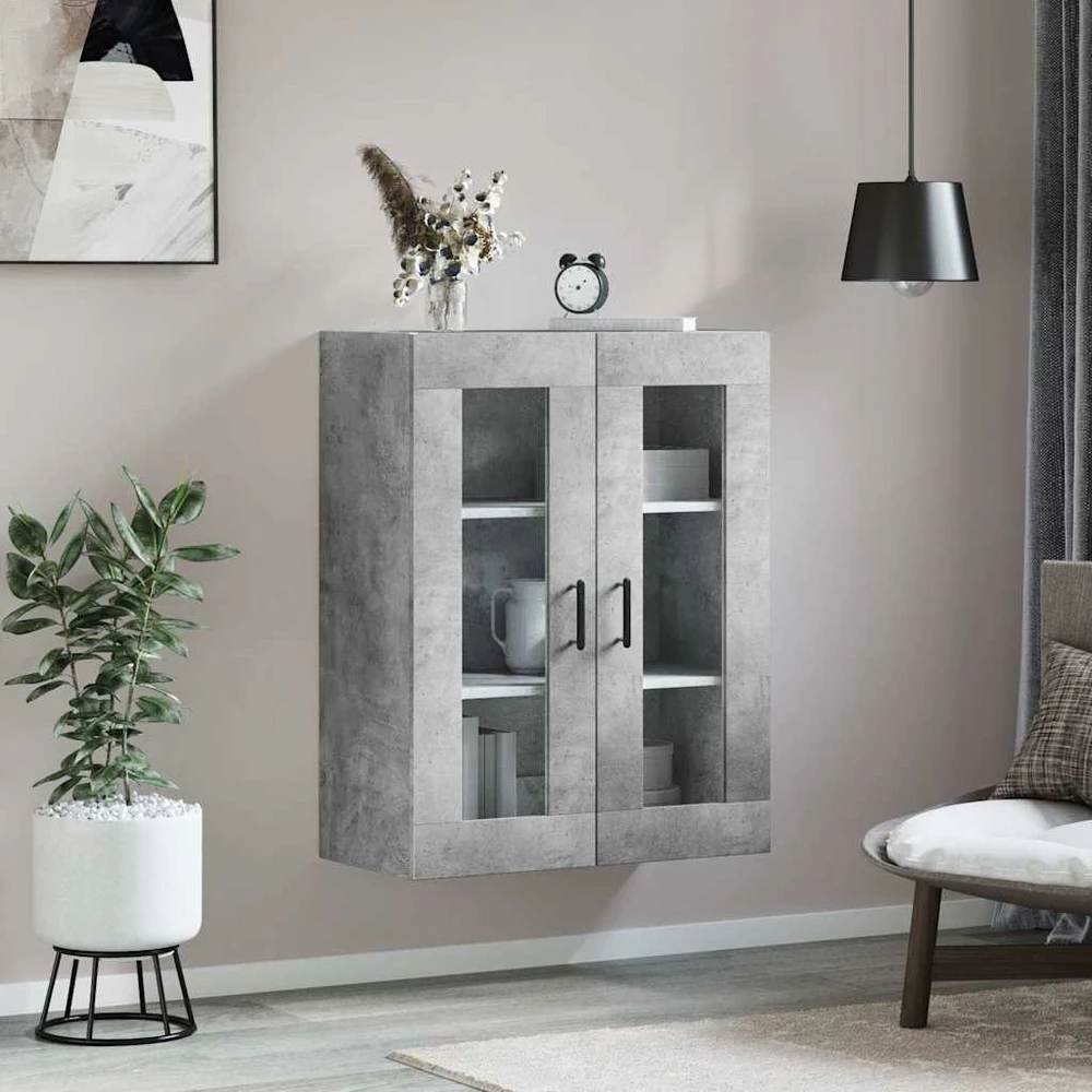 Prie sienos montuojama spintelė, betono pilka, 69,5x34x90cm