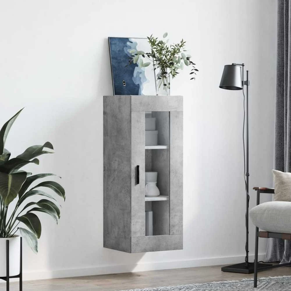 Prie sienos montuojama spintelė, betono pilka, 34,5x34x90cm