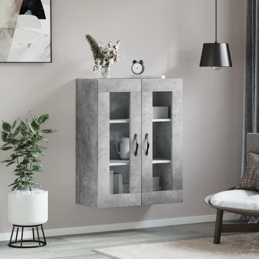 Prie sienos montuojama spintelė, betono, 69,5x34x90cm, mediena