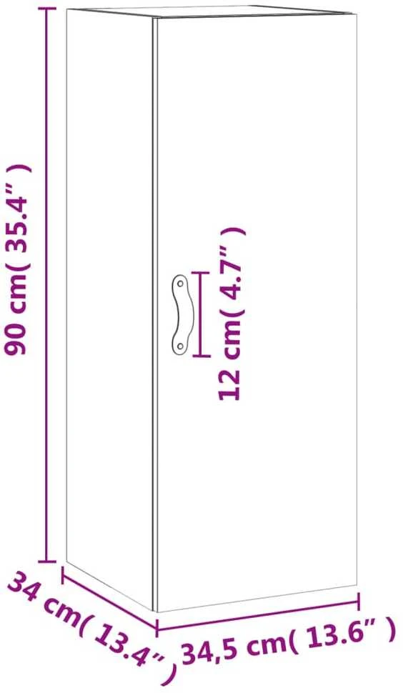 Prie sienos montuojama spintelė, betono pilka, 34,5x34x90cm
