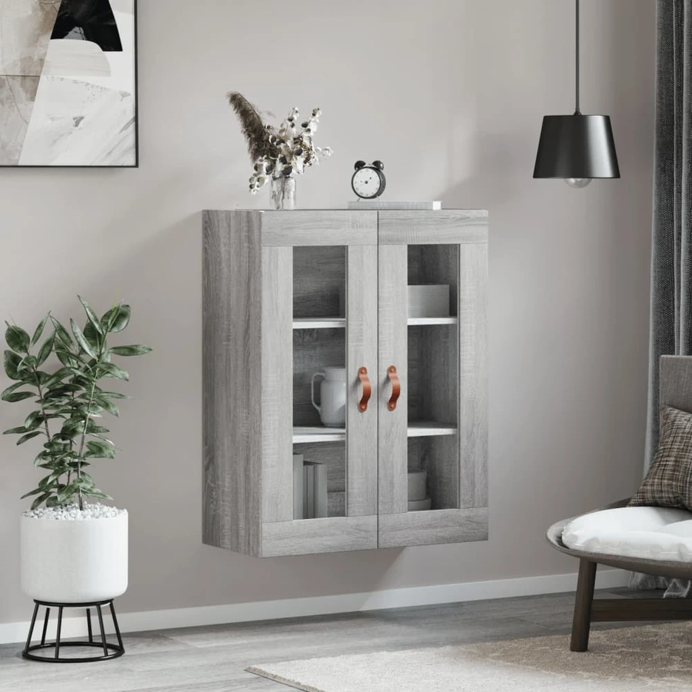 Prie sienos montuojama spintelė, pilka ąžuolo, 69,5x34x90cm