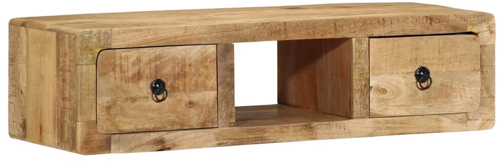 Prie sienos montuojama televizoriaus spintelė, 100x32x25 cm, masyvi mango mediena