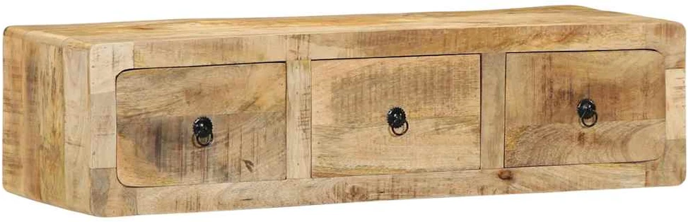 Prie sienos montuojama televizoriaus spintelė, 100x32x25 cm, masyvi mango mediena