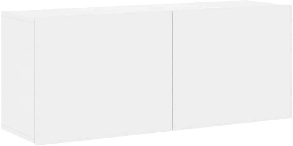 TV staliukas Prie sienos montuojama TV spintelė, baltos spalvos, 100x30x41cm