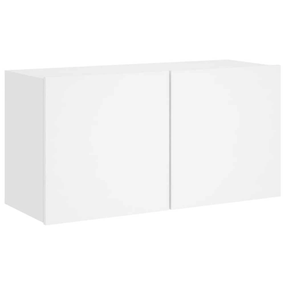 TV staliukas Prie sienos montuojama TV spintelė, baltos spalvos, 80x30x41cm