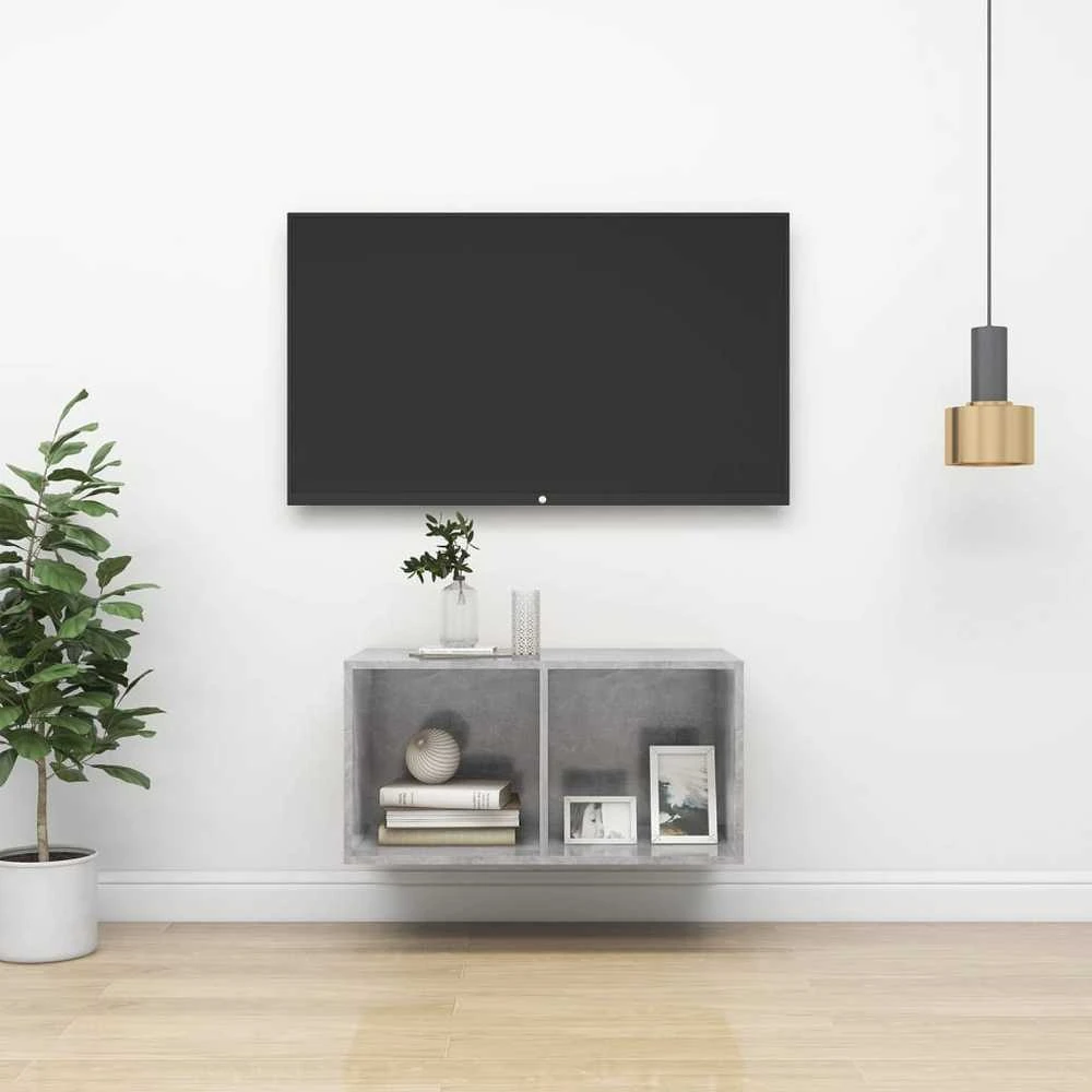 Prie sienos montuojama TV spintelė, betono, 37x37x72 cm, MDP