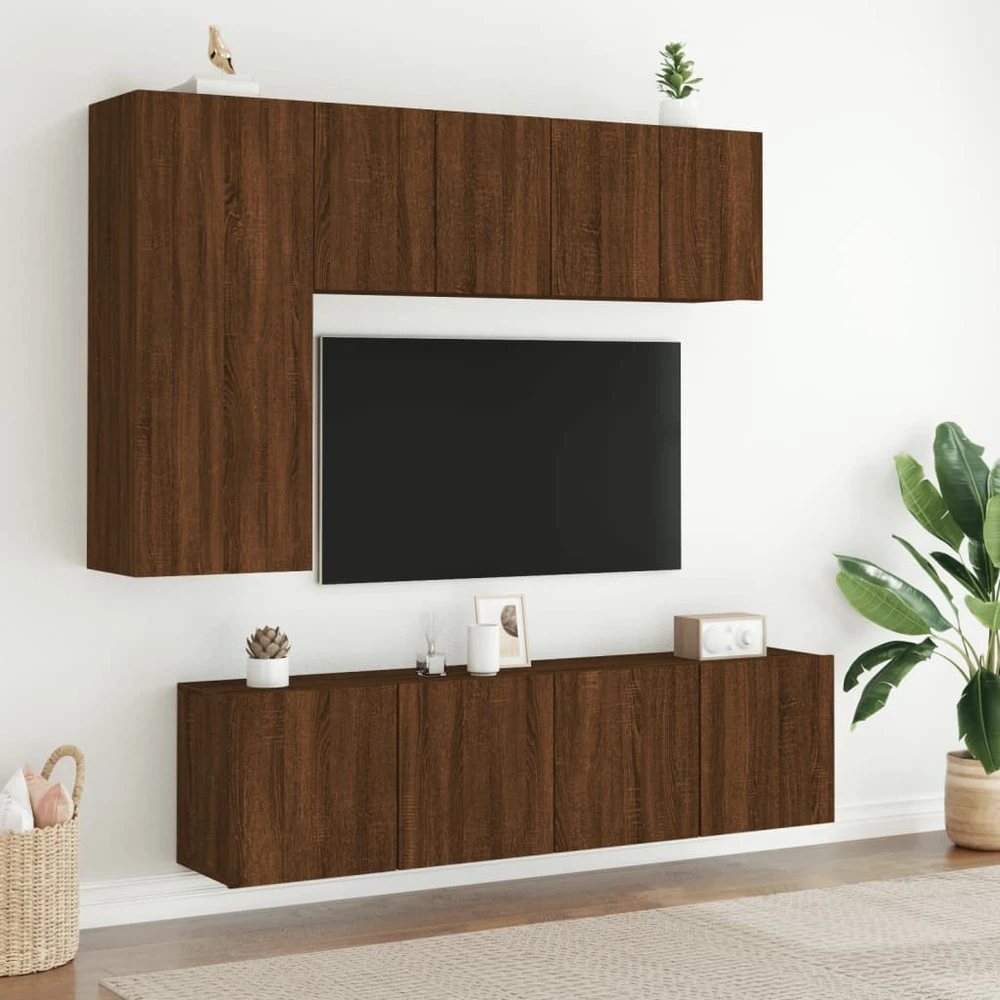 TV staliukas Prie sienos montuojama TV spintelė, ruda ąžuolo, 60x30x41cm