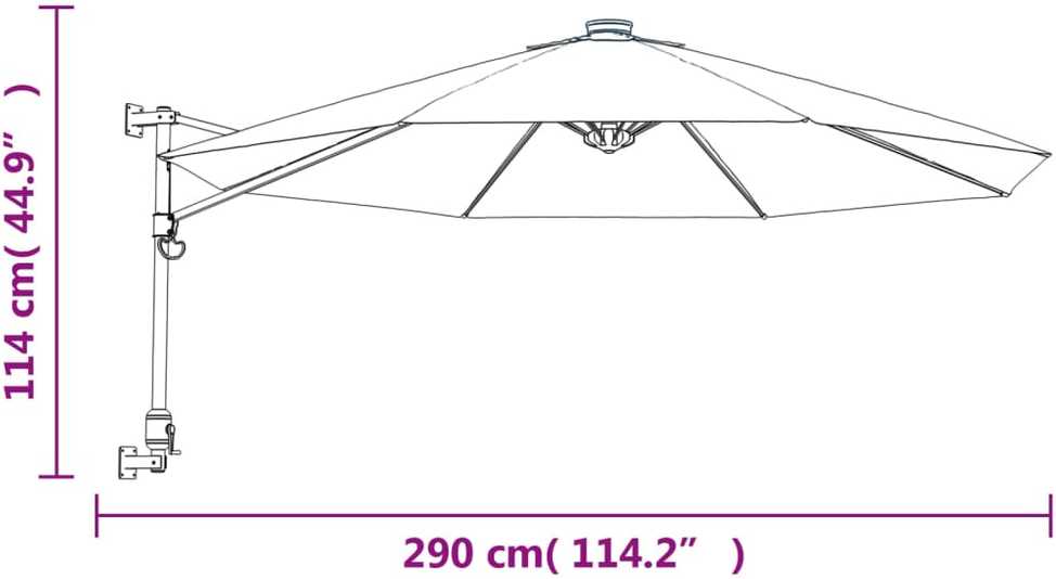 Prie sienos montuojamas skėtis, obuolio žalias, 290cm