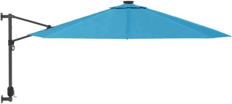 Prie sienos montuojamas skėtis su LED, jūros mėlynas, 290cm