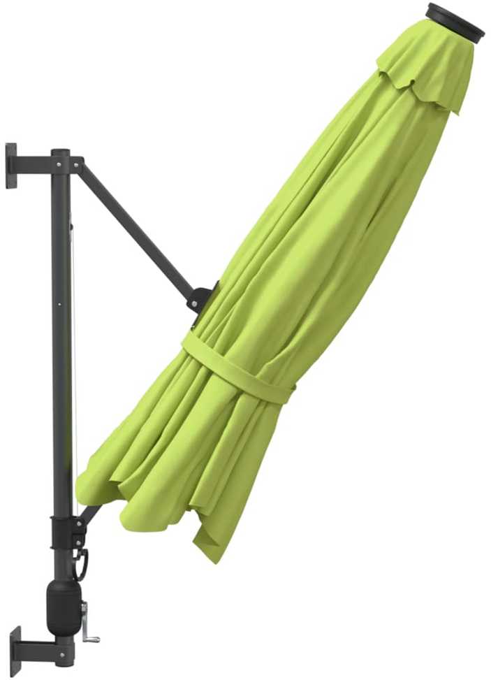 Prie sienos montuojamas skėtis su LED, obuolio žalias, 290cm