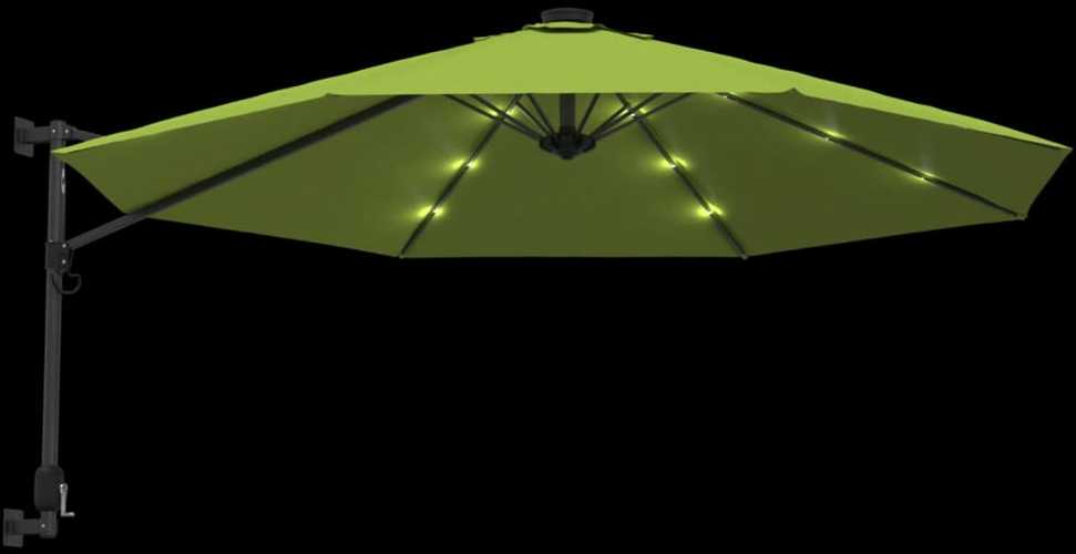 Prie sienos montuojamas skėtis su LED, obuolio žalias, 290cm