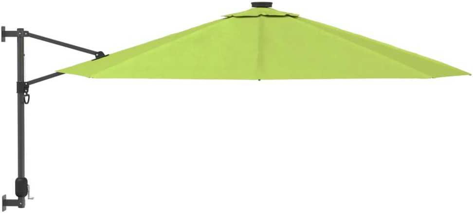 Prie sienos montuojamas skėtis su LED, obuolio žalias, 290cm