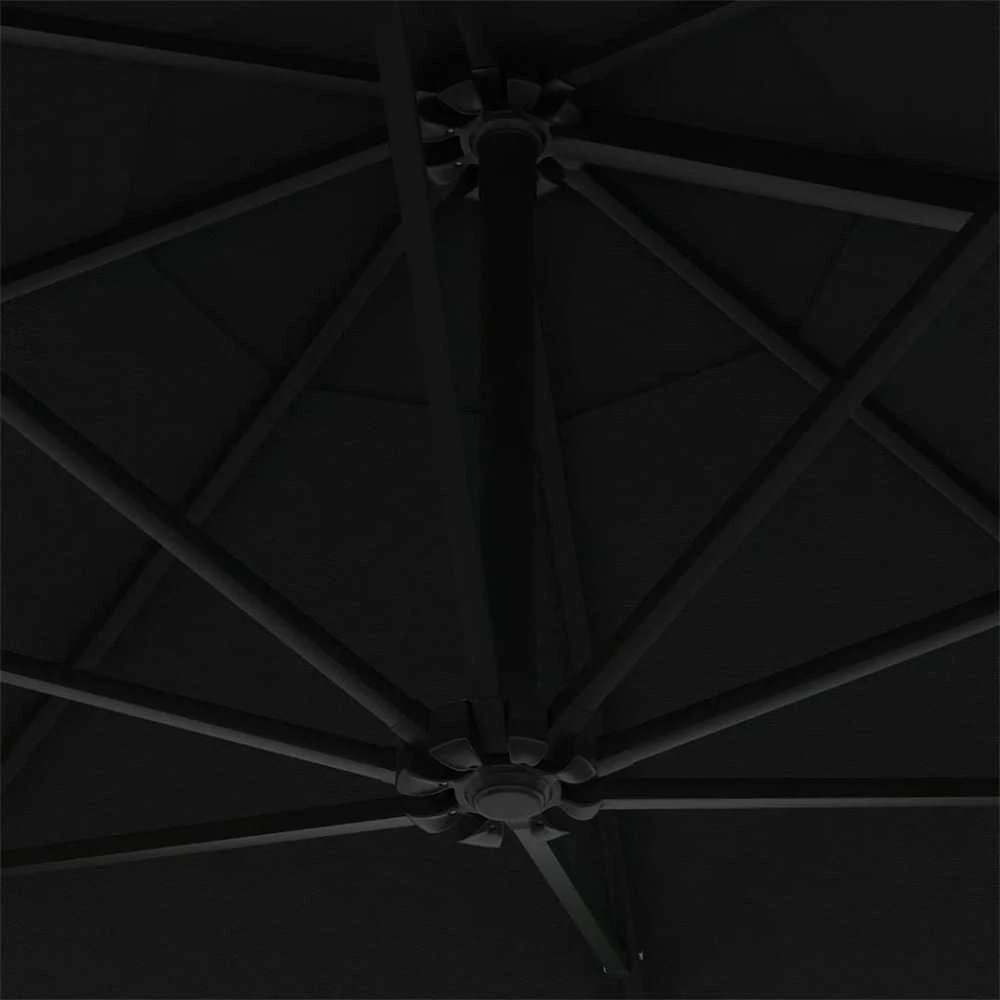 Prie sienos montuojamas sodo skėtis su LED, juodas, 300cm