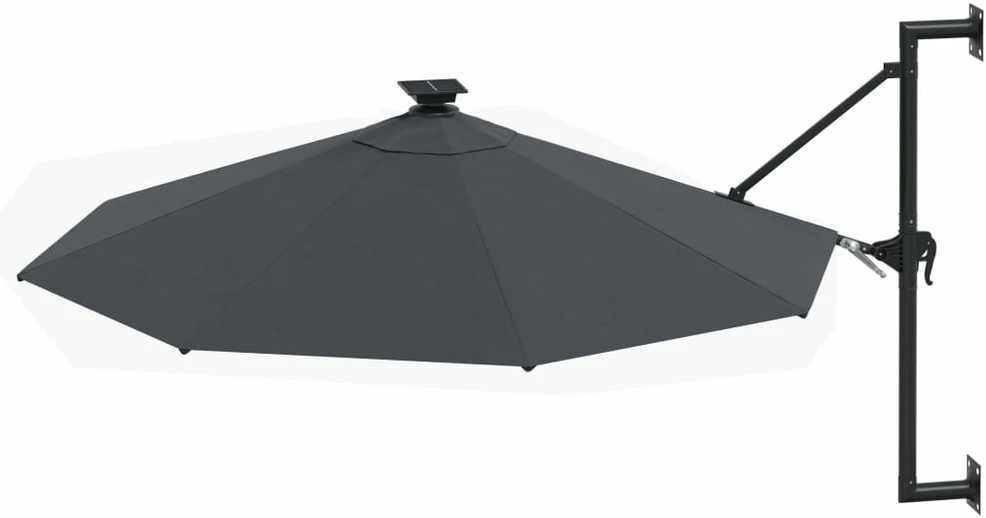Prie sienos montuojamas sodo skėtis su LED, antracito, 300cm
