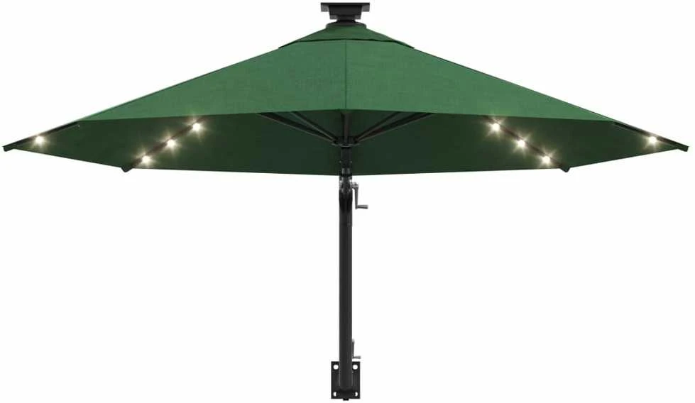 Prie sienos montuojamas sodo skėtis su LED, žalias, 300cm