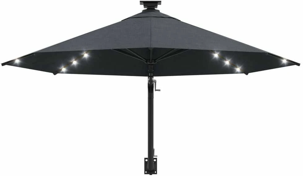 Prie sienos montuojamas sodo skėtis su LED, antracito, 300cm