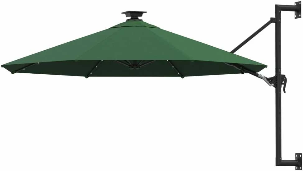 Prie sienos montuojamas sodo skėtis su LED, žalias, 300cm