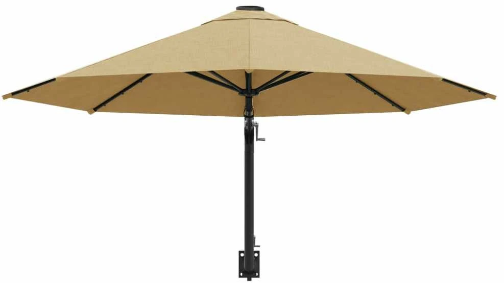 Prie sienos montuojamas skėtis su stulpu, taupe, 300cm