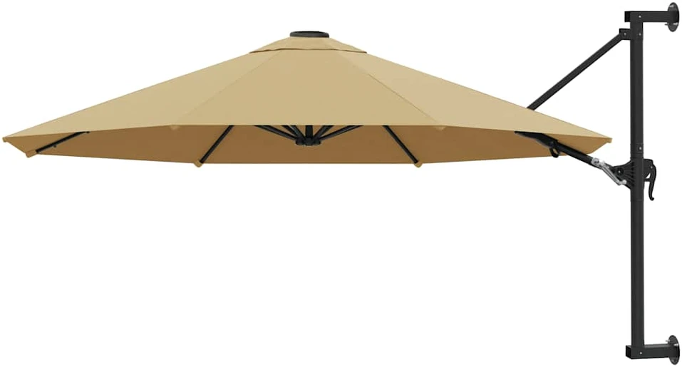 Prie sienos montuojamas skėtis su stulpu, taupe, 300cm