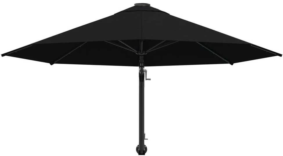 Prie sienos montuojamas skėtis su stulpu, juodas, 300cm