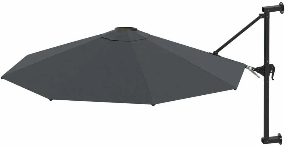 Prie sienos montuojamas skėtis su stulpu, antracito, 300cm