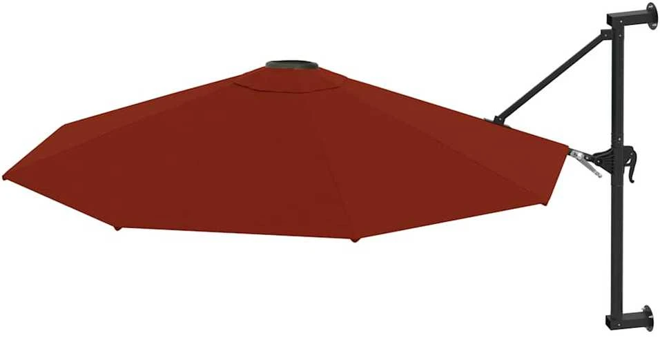 Prie sienos montuojamas skėtis su stulpu, terakota, 300cm