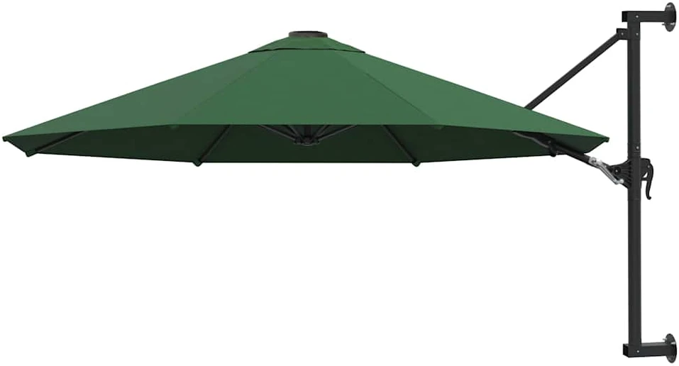 Prie sienos montuojamas skėtis su stulpu, žalias, 300cm