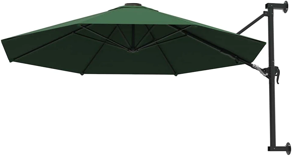 Prie sienos montuojamas skėtis su stulpu, žalias, 300cm