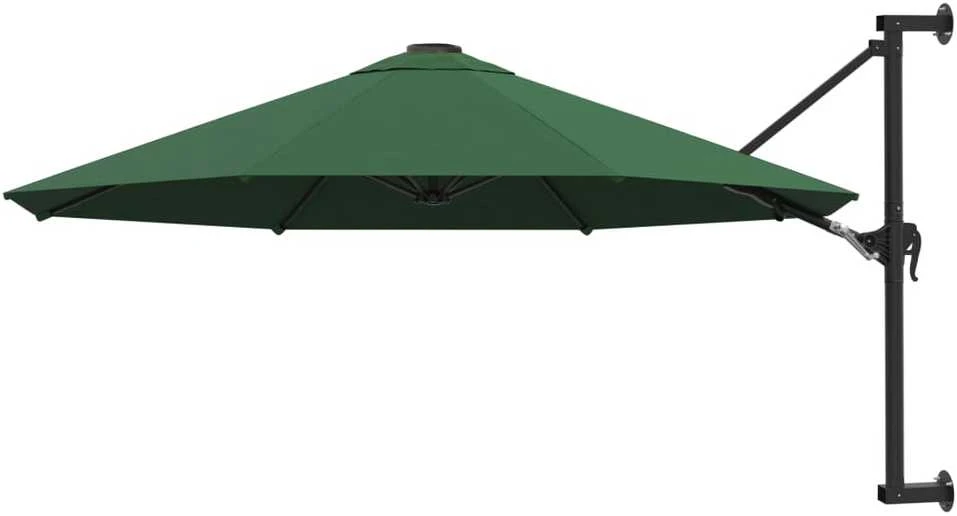 Prie sienos montuojamas skėtis su stulpu, žalias, 300cm