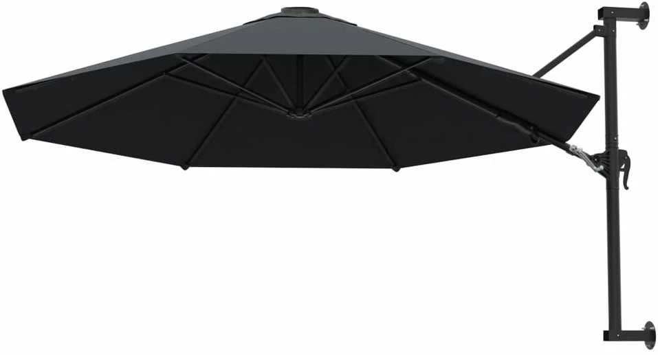 Prie sienos montuojamas skėtis su stulpu, antracito, 300cm
