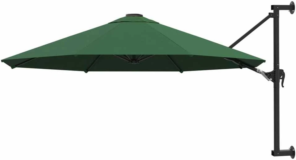 Prie sienos montuojamas skėtis su stulpu, žalias, 300cm
