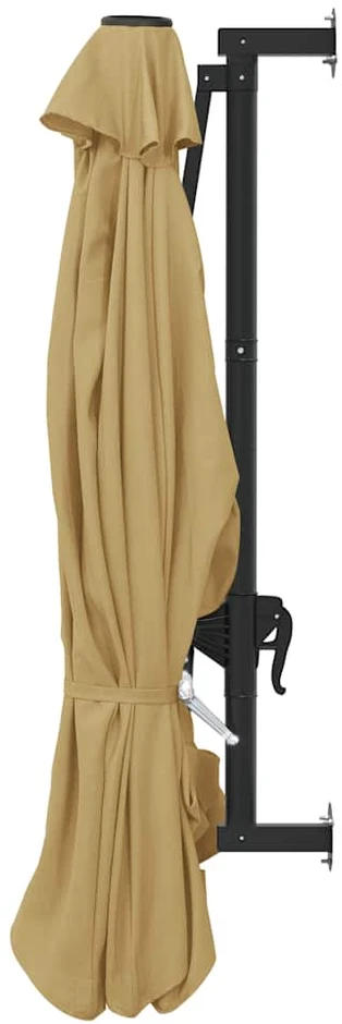Prie sienos montuojamas skėtis su stulpu, taupe, 300cm