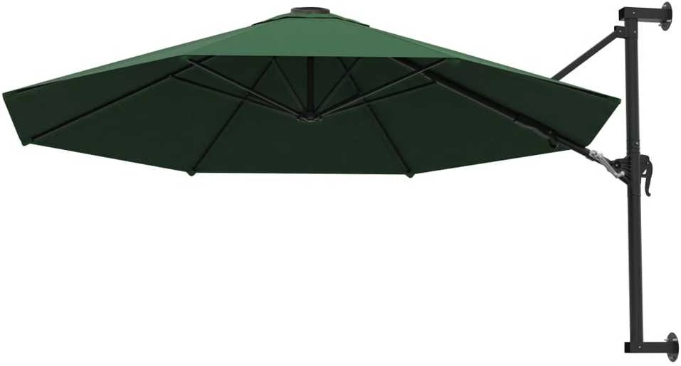 Prie sienos montuojamas skėtis su stulpu, žalias, 300cm