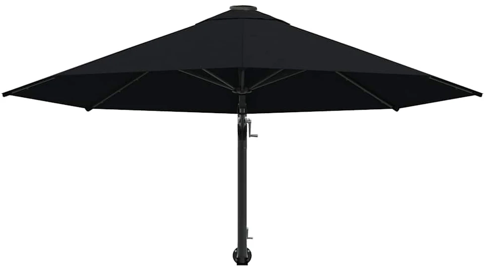 Prie sienos montuojamas skėtis su stulpu, juodas, 300cm