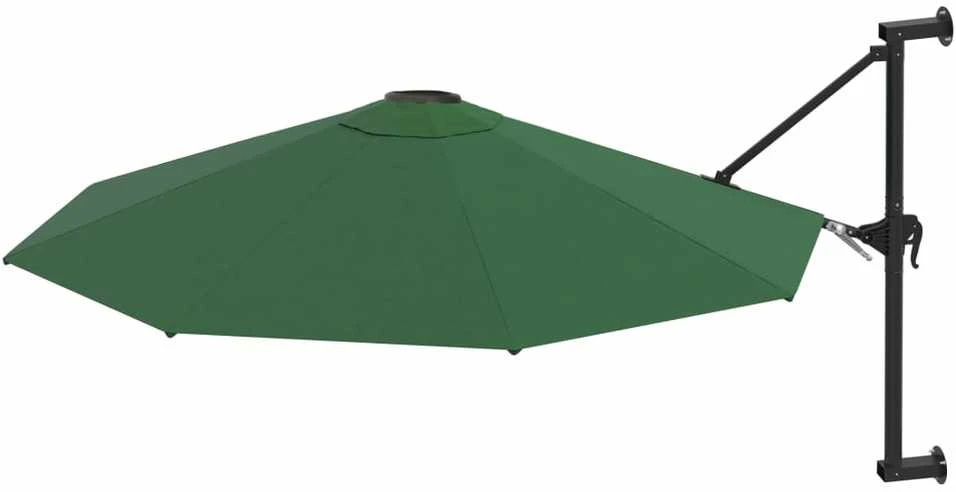 Prie sienos montuojamas skėtis su stulpu, žalias, 300cm