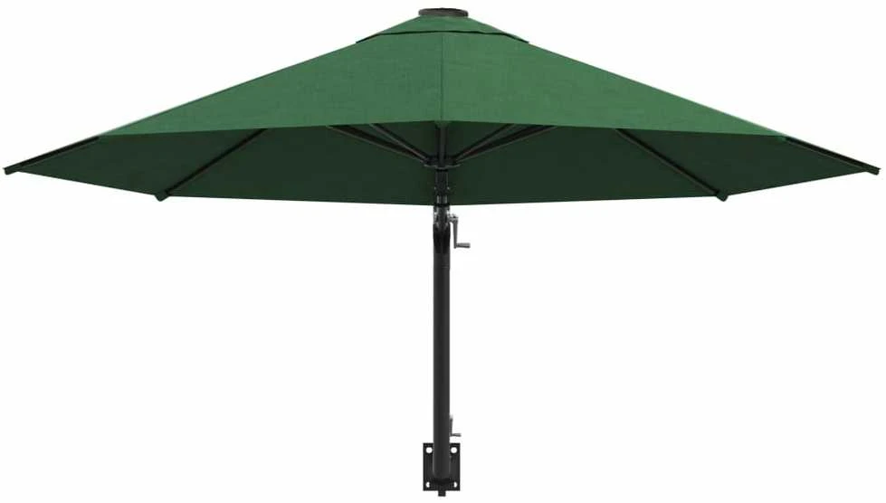 Prie sienos montuojamas skėtis su stulpu, žalias, 300cm