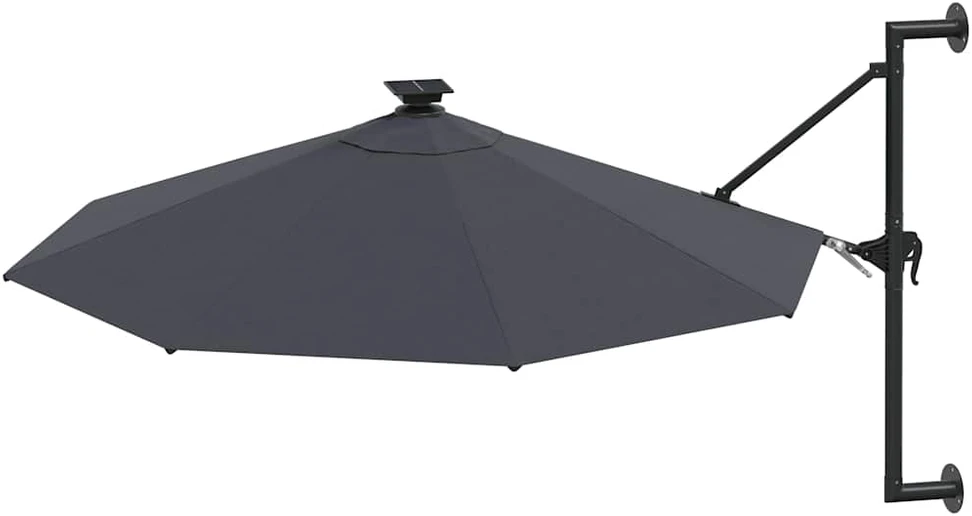 Prie sienos montuojamas sodo skėtis su LED, antracito, 300cm